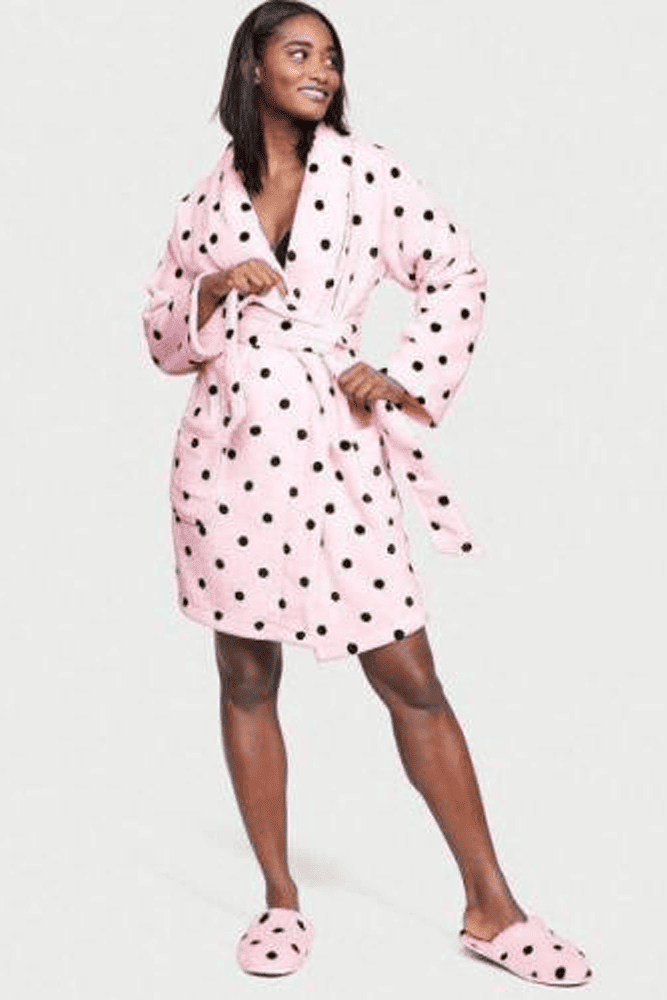 ТАПОЧКИ PLUSH PINK/BLACK DOTS Victoria`s Secret