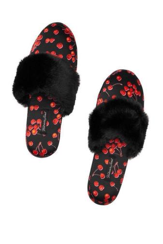 ТАПОЧКИ SATIN BLACK/CHERRY Victoria`s Secret
