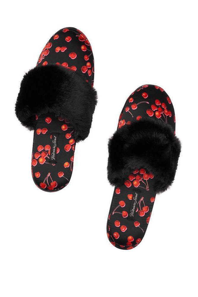 ТАПОЧКИ SATIN BLACK/CHERRY Victoria`s Secret
