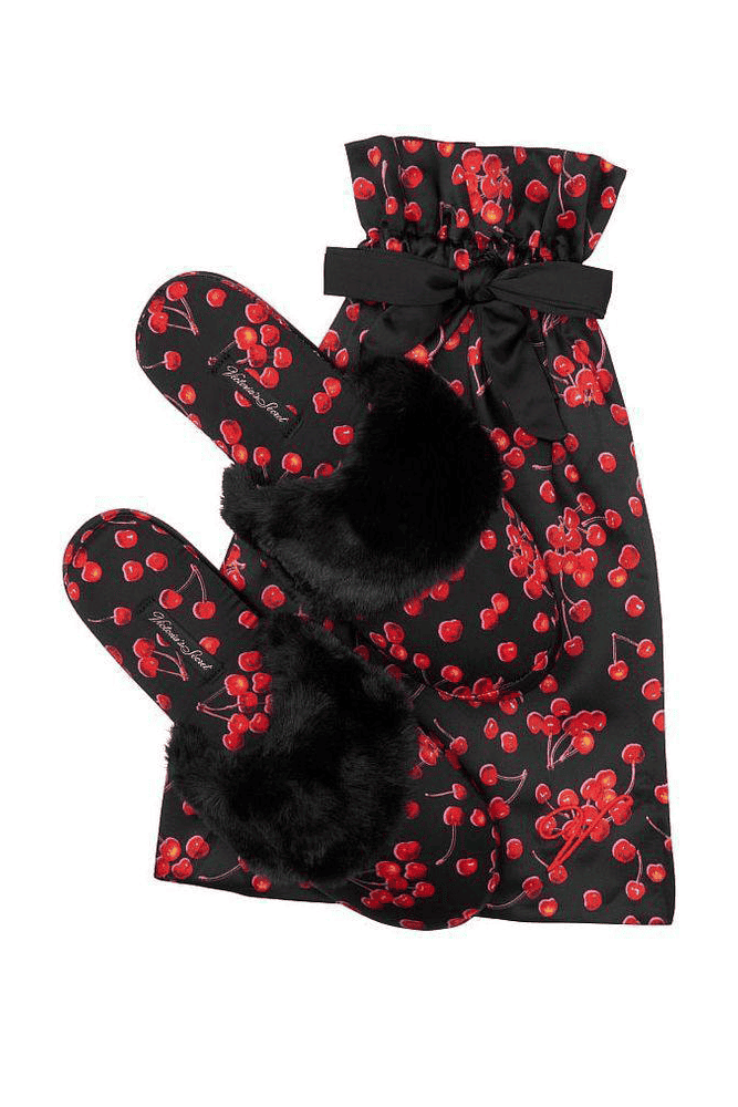 ТАПОЧКИ SATIN BLACK/CHERRY Victoria`s Secret