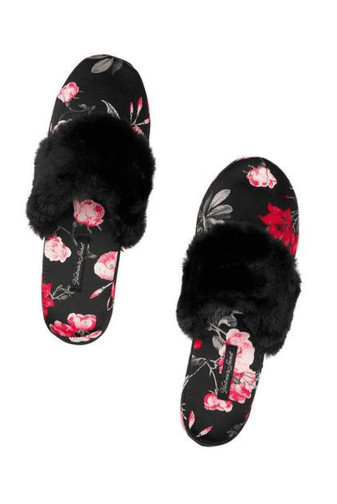 ТАПОЧКИ SATIN BLACK/FLOWERS Victoria`s Secret