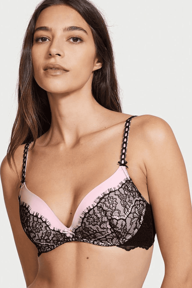 БЮСТГАЛЬТЕР БЕЗ КІСТОЧОК PINK BLACK LACE Victoria`s Secret