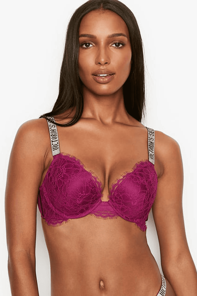 БЮСТГАЛЬТЕР ЗІ СТРАЗАМИ ПУШ-АП DARK FUHSIA LACE Victoria`s Secret