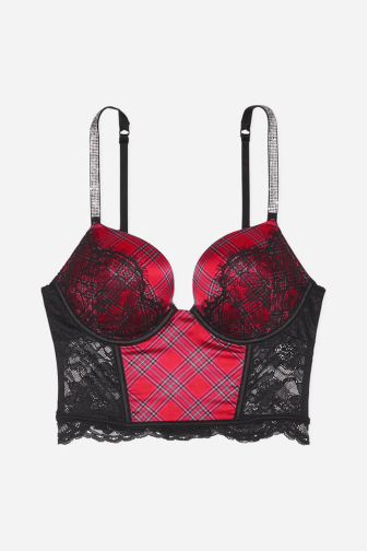 БЮСТГАЛЬТЕР ЗІ СТРАЗАМИ ПОДВІЙНИЙ ПУШ-АП RED PLAID Victoria`s Secret