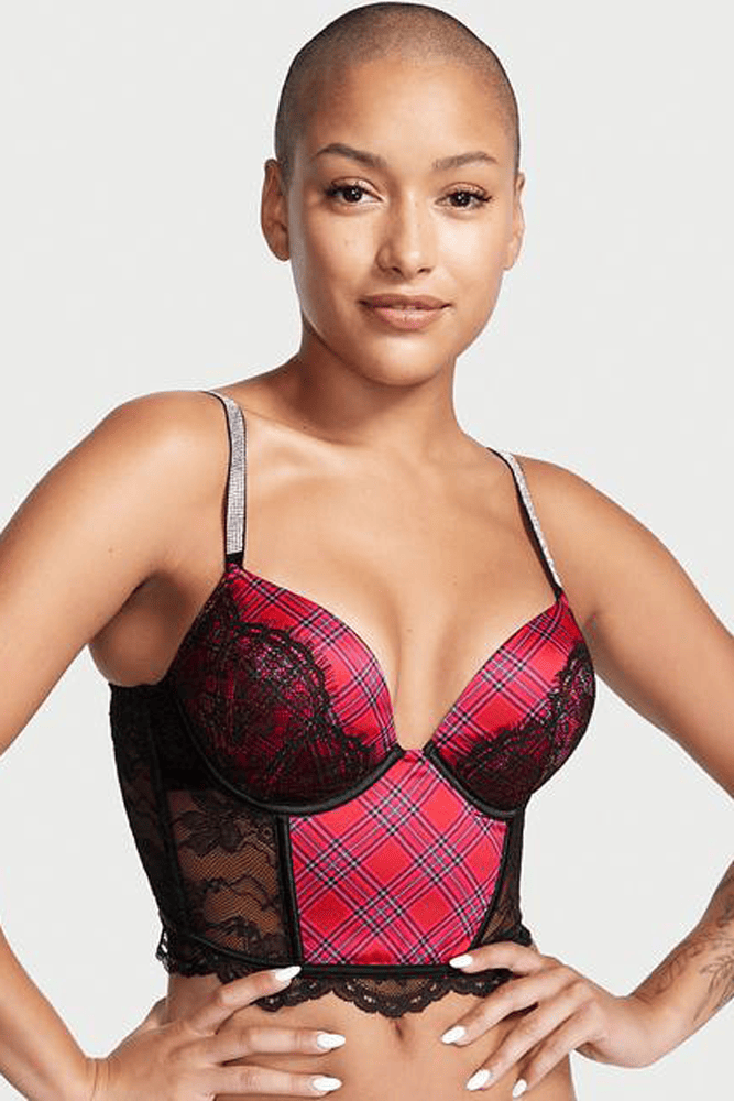 БЮСТГАЛЬТЕР ЗІ СТРАЗАМИ ПОДВІЙНИЙ ПУШ-АП RED PLAID Victoria`s Secret