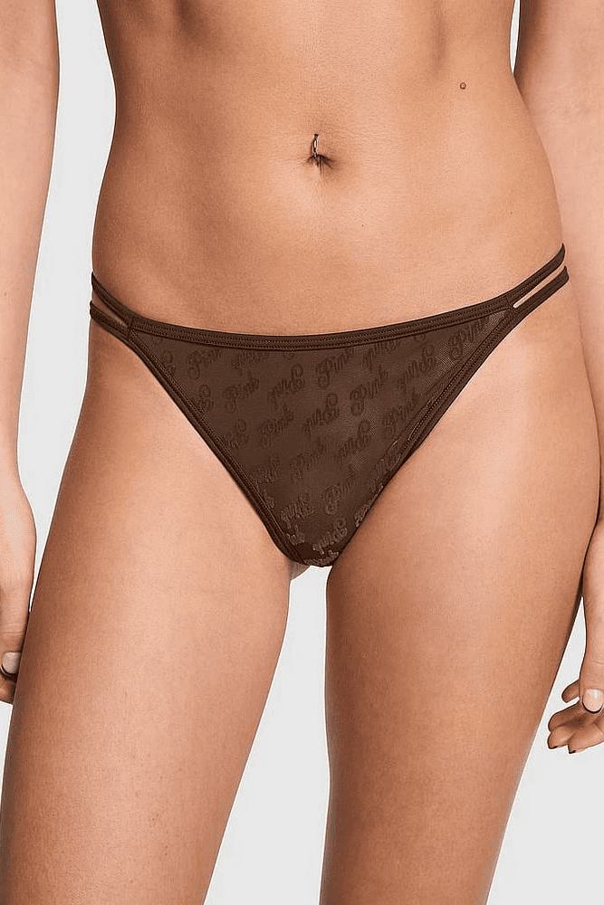 Трусики PINK СТРІНГИ BROWN LOGO Victoria`s Secret