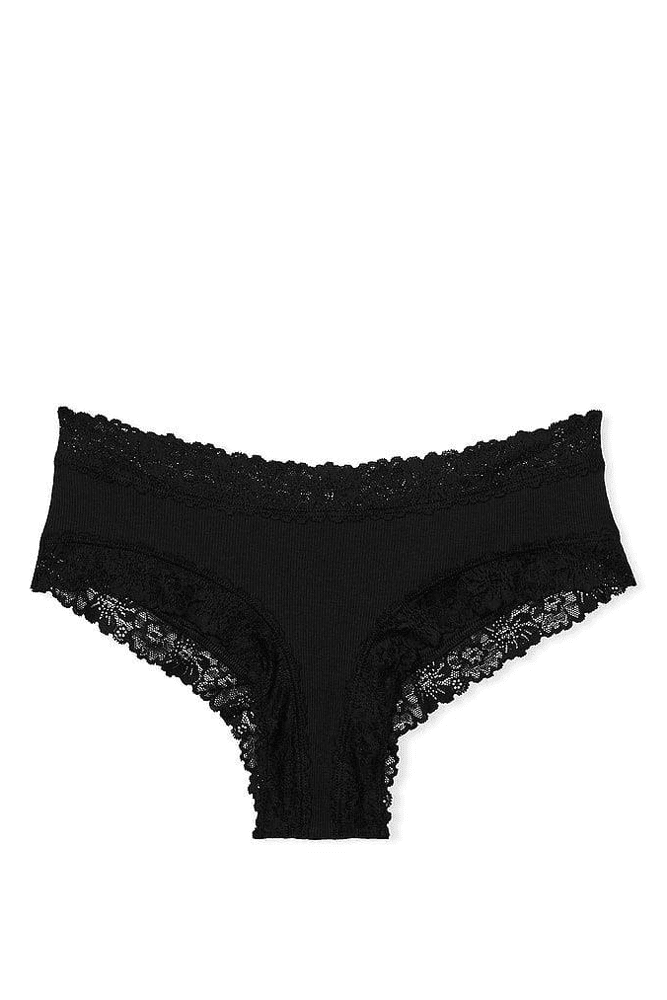 Трусики БАВОВНЯНІ БРАЗИЛІАНИ РУБЧИК BLACK Victoria`s Secret