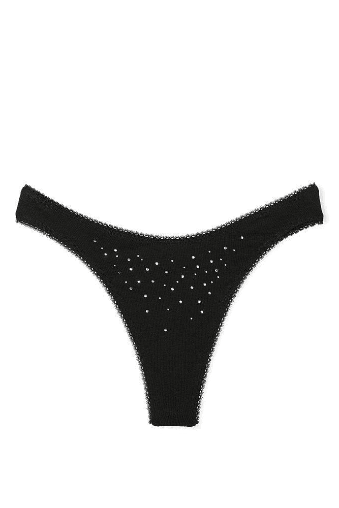 Трусики БАВОВНЯНІ СТРІНГИ BLACK EMBL DOT Victoria`s