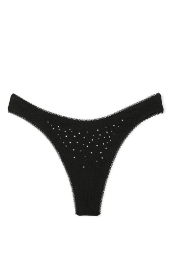 Трусики БАВОВНЯНІ СТРІНГИ BLACK V-EMBL Victoria`s