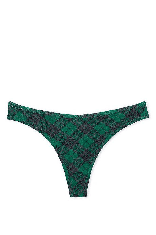 Трусики БАВОВНЯНІ СТРІНГИ РУБЧИК GREEN PLAID Victoria`s Secret