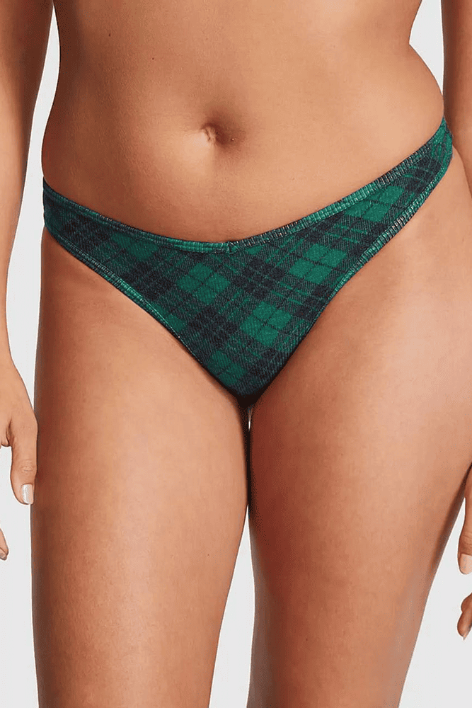 Трусики БАВОВНЯНІ СТРІНГИ РУБЧИК GREEN PLAID Victoria`s Secret