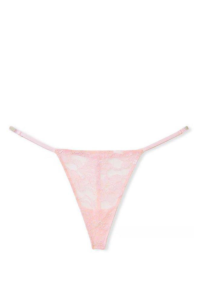 Трусики ЗІ СТРАЗАМИ V-THONG BABY PINK BACK Victoria`s Secret
