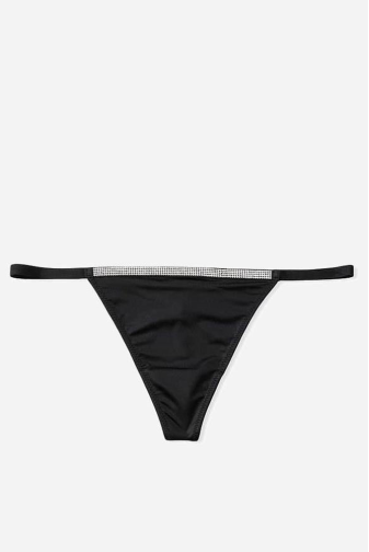 Трусики ЗІ СТРАЗАМИ V-THONG BLACK Victoria`s Secret