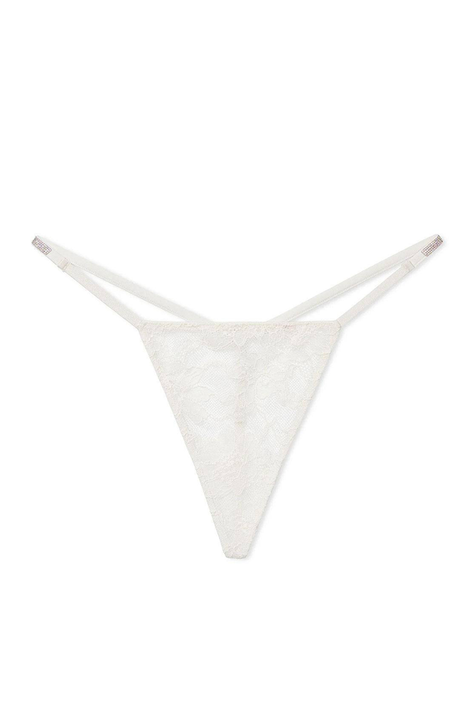 Трусики ЗІ СТРАЗАМИ V-THONG WHITE BACK Victoria`s Secret