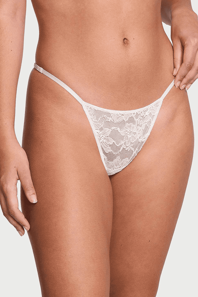 Трусики ЗІ СТРАЗАМИ V-THONG WHITE BACK Victoria`s Secret