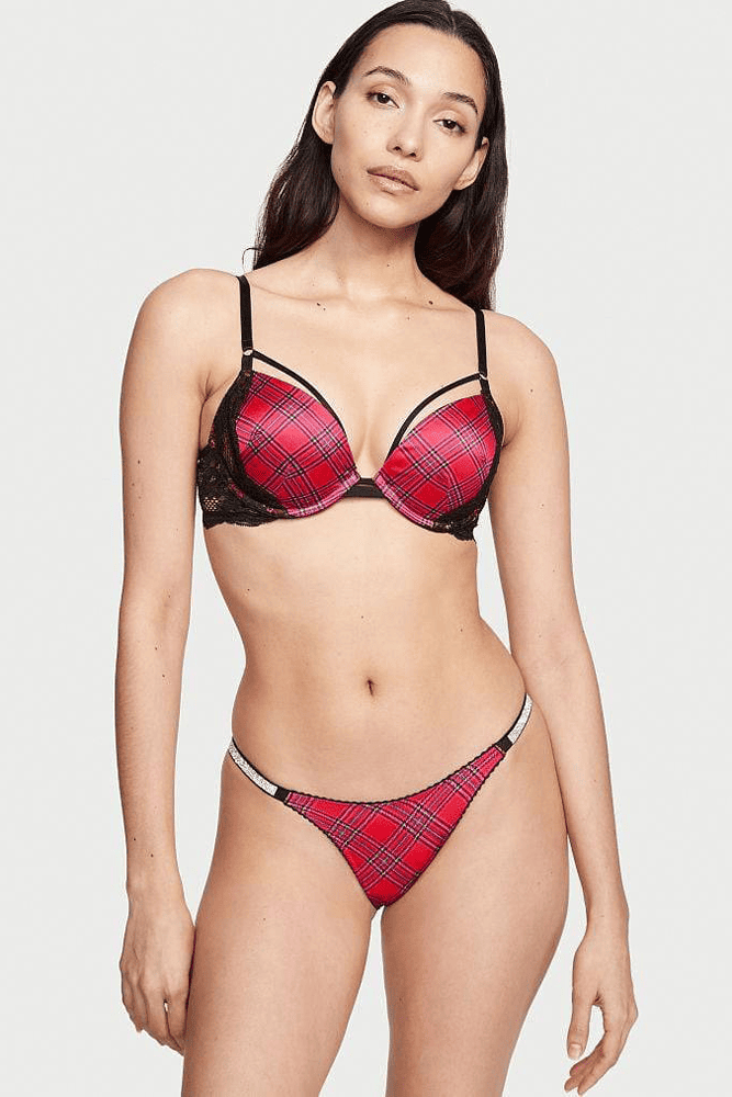 Трусики ЗІ СТРАЗАМИ БРАЗИЛІАНИ RED PLAID Victoria`s