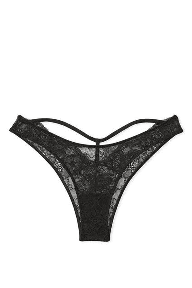 Трусики ЗІ СТРАЗАМИ БРАЗИЛІАНИ МЕРЕЖИВО BLACK BACK Victoria`s Secret