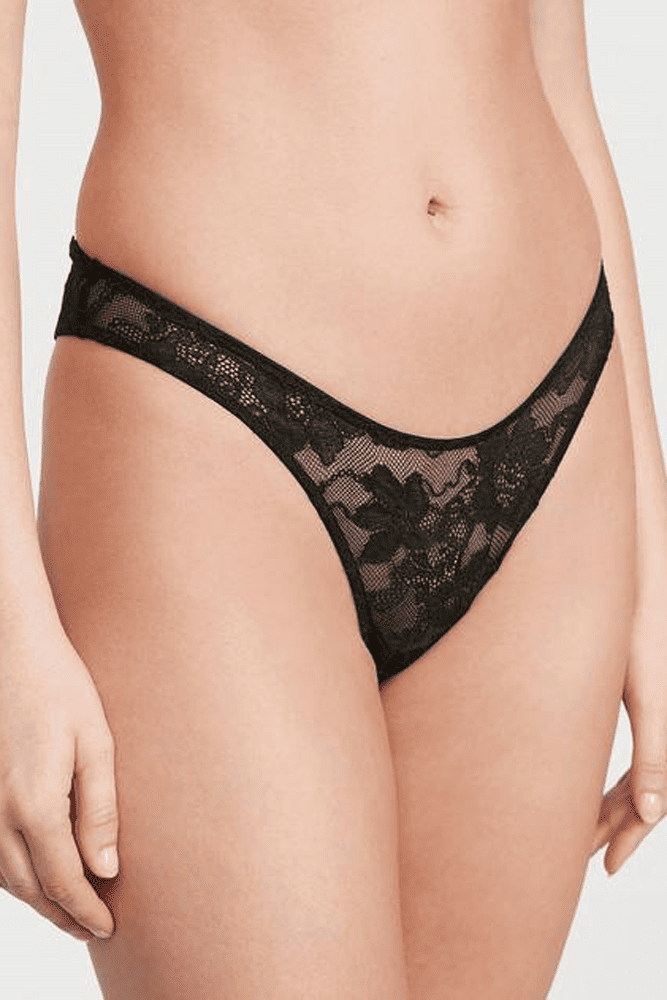 Трусики ЗІ СТРАЗАМИ БРАЗИЛІАНИ МЕРЕЖИВО BLACK BACK Victoria`s Secret