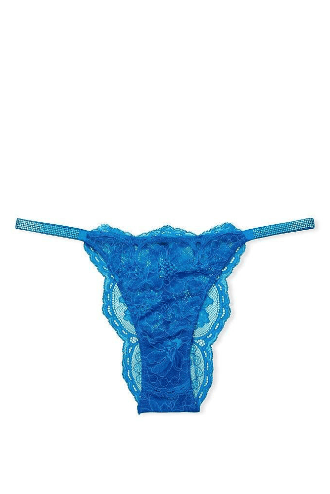 Трусики ЗІ СТРАЗАМИ БРАЗИЛІАНИ МЕРЕЖИВО BRIGHT BLUE Victoria`s
