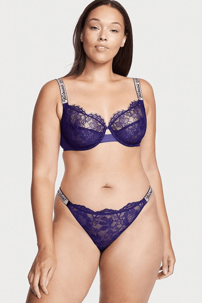 Трусики ЗІ СТРАЗАМИ БРАЗИЛІАНИ МЕРЕЖИВО NEW VIOLET Victoria`s Secret