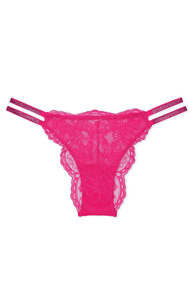 Трусики ЗІ СТРАЗАМИ БРАЗИЛІАНИ МЕРЕЖИВО PINK DOUBLE Victoria`s