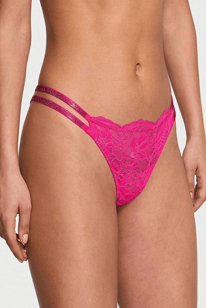 Трусики ЗІ СТРАЗАМИ БРАЗИЛІАНИ МЕРЕЖИВО PINK DOUBLE Victoria`s