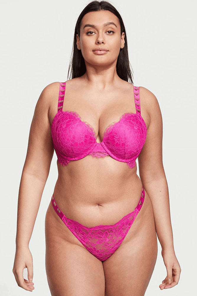 Трусики ЗІ СТРАЗАМИ БРАЗИЛІАНИ МЕРЕЖИВО PINK HEART Victoria`s Secret