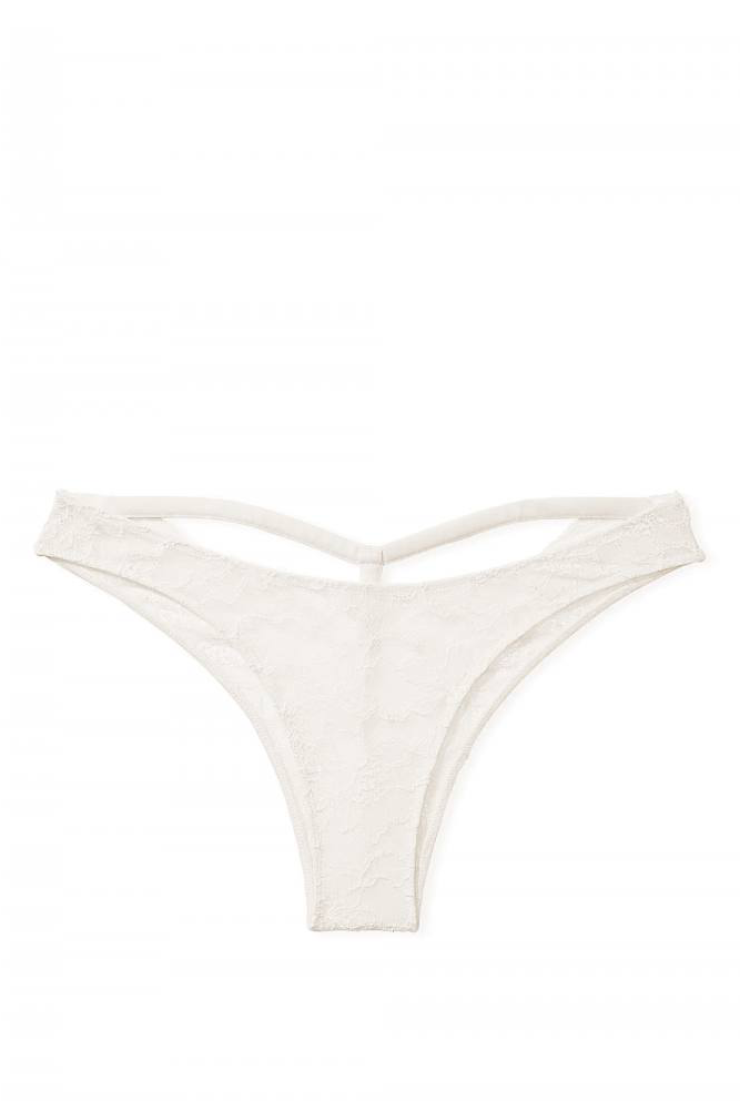 Трусики ЗІ СТРАЗАМИ БРАЗИЛІАНИ МЕРЕЖИВО WHITE BACK Victoria`s Secret