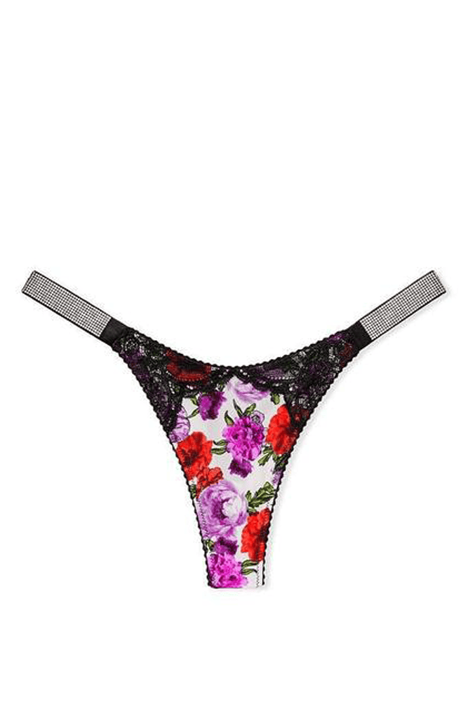 Трусики ЗІ СТРАЗАМИ СТРІНГИ WHITE FLORAL Victoria`s