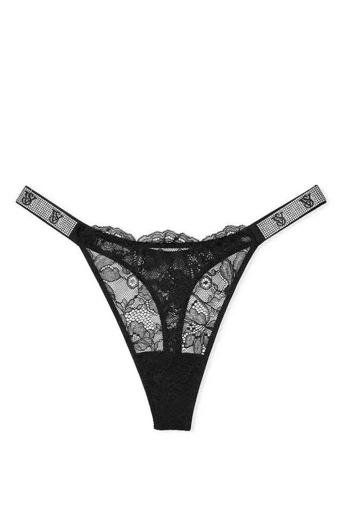 Трусики ЗІ СТРАЗАМИ СТРІНГИ МЕРЕЖИВО BLACK VS Victoria`s Secret