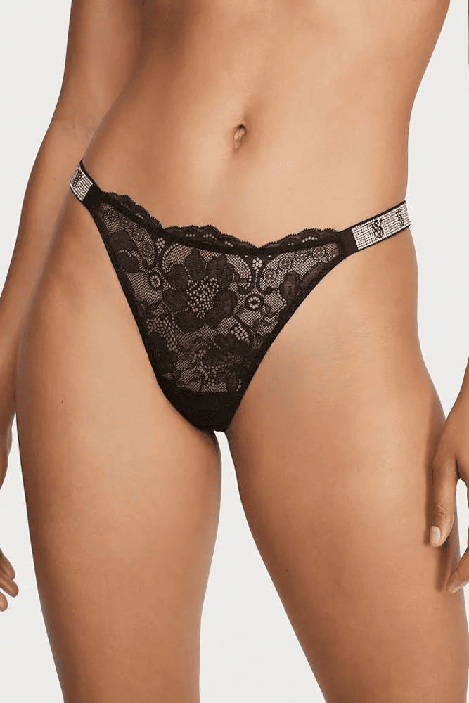 Трусики ЗІ СТРАЗАМИ СТРІНГИ МЕРЕЖИВО BLACK VS Victoria`s Secret