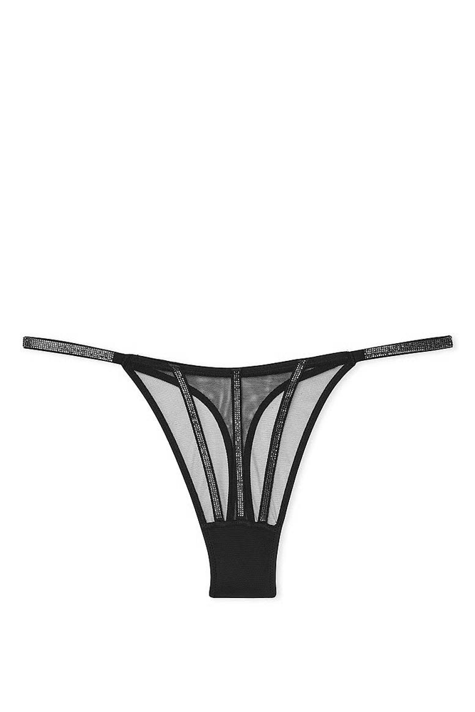 Трусики ЗІ СТРАЗАМИ СТРІНГИ МЕРЕЖИВО DARK BLACK