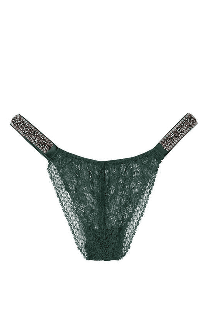 Трусики ЗІ СТРАЗАМИ СТРІНГИ МЕРЕЖИВО EMERALD EMBL Victoria`s Secret