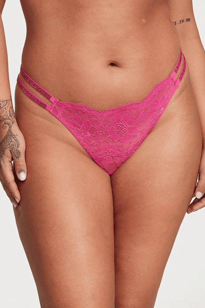 Трусики ЗІ СТРАЗАМИ СТРІНГИ МЕРЕЖИВО PINK DOUBLE Victoria`s Secret