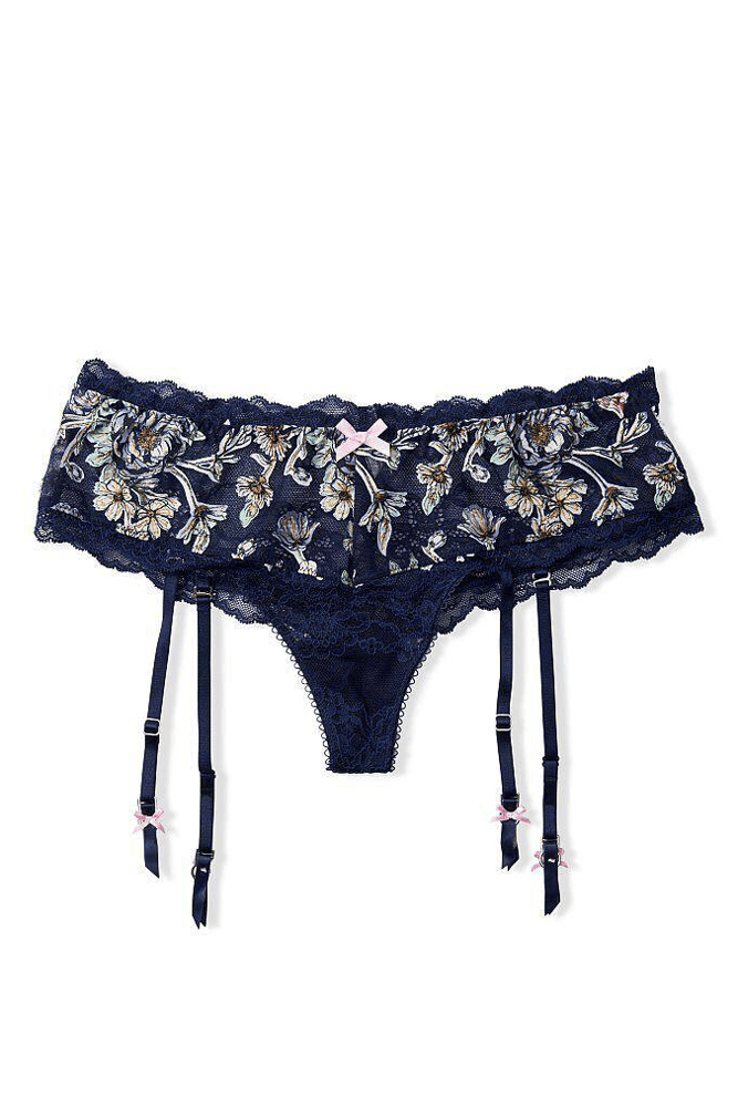 Трусики МЕРЕЖИВНІ ЛЮКС БРАЗИЛІАНИ NAVY FLOWERS GARTER Victoria`s Secret