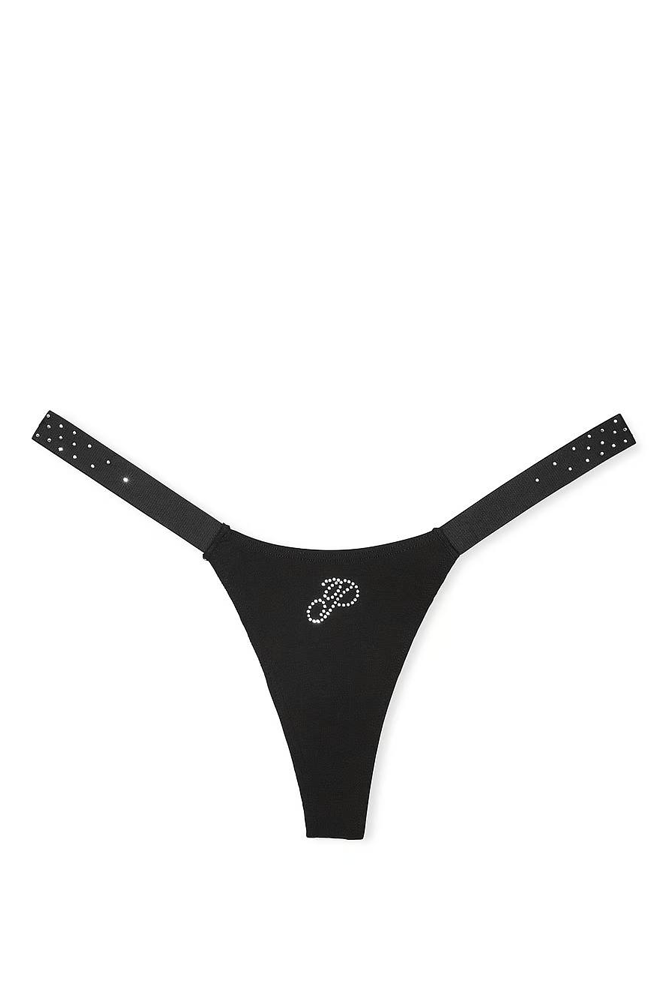 Трусики PINK СТРІНГИ BLACK LOGO EMBL Victoria`s Secret