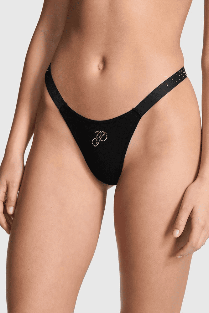 Трусики PINK СТРІНГИ BLACK LOGO EMBL Victoria`s Secret