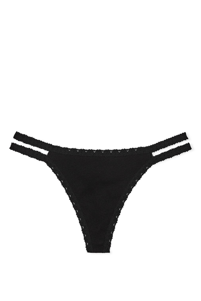 Трусики БАВОВНЯНІ СТРІНГИ РУБЧИК BLACK