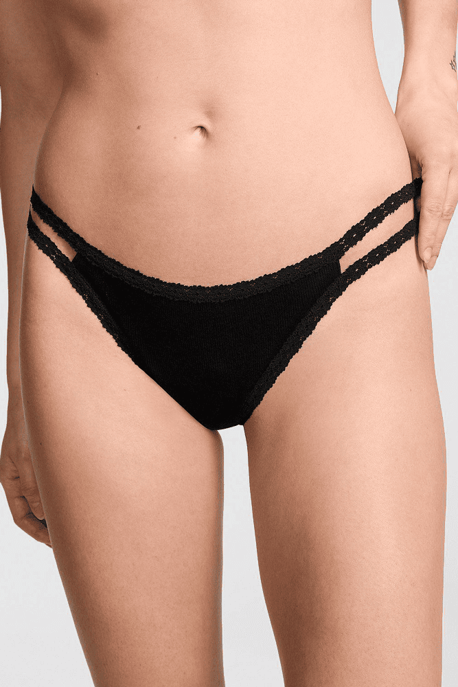 Трусики БАВОВНЯНІ СТРІНГИ РУБЧИК BLACK