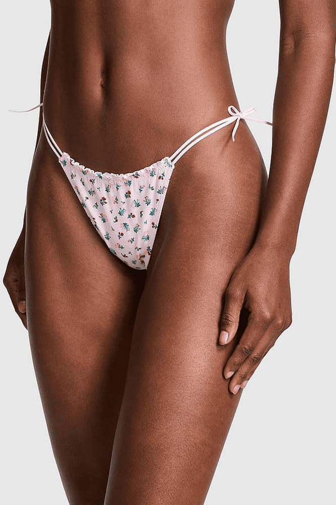 Трусики БАВОВНЯНІ СТРІНГИ РУБЧИК PINK FLORAL Victoria`s Secret
