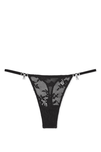 Трусики ЗІ СТРАЗАМИ V-THONG BLACK BOW Victoria`s Secret