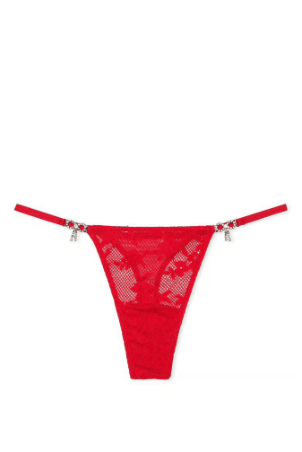 Трусики ЗІ СТРАЗАМИ V-THONG RED BOW Victoria`s