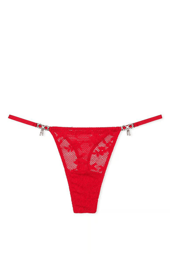 Трусики ЗІ СТРАЗАМИ V-THONG RED BOW Victoria`s