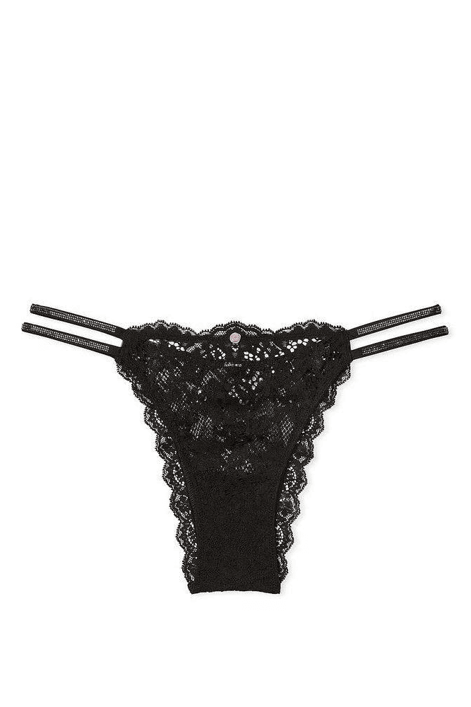 Трусики ЗІ СТРАЗАМИ БРАЗИЛІАНИ МЕРЕЖИВО ANGELS BLACK Victoria`s Secret