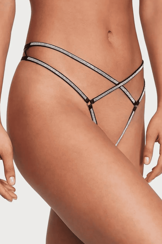 Трусики ЗІ СТРАЗАМИ З ДОСТУПОМ BLACK STRAPPY Victoria`s Secret