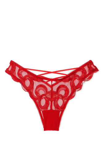 Трусики МЕРЕЖИВНІ ЛЮКС БРАЗИЛІАНИ RED EMBR BOW Victoria`s Secret