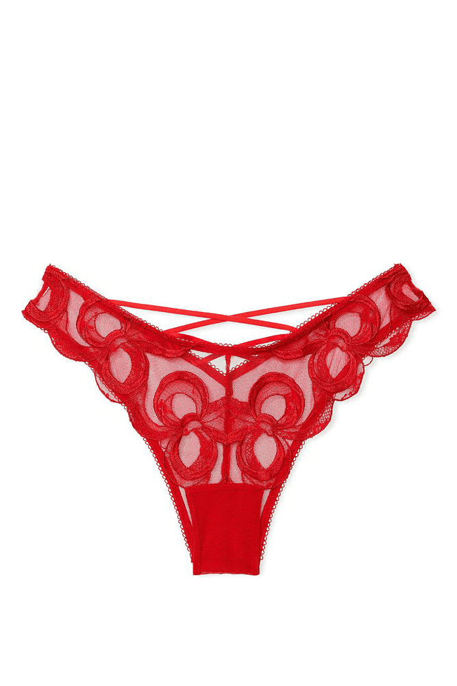 Трусики МЕРЕЖИВНІ ЛЮКС БРАЗИЛІАНИ RED EMBR BOW Victoria`s Secret