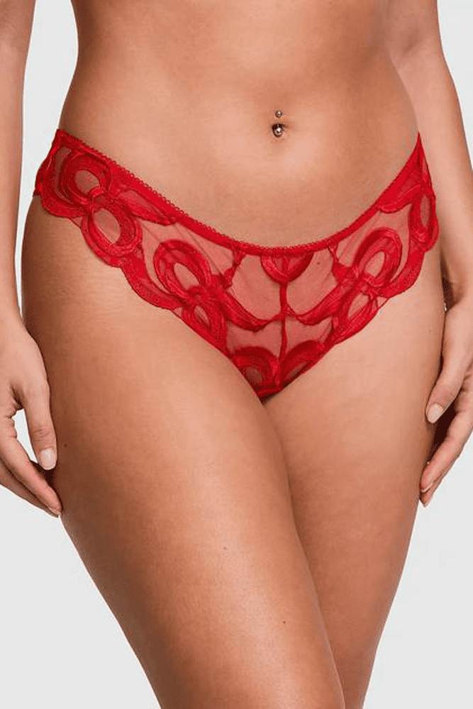 Трусики МЕРЕЖИВНІ ЛЮКС БРАЗИЛІАНИ RED EMBR BOW Victoria`s Secret