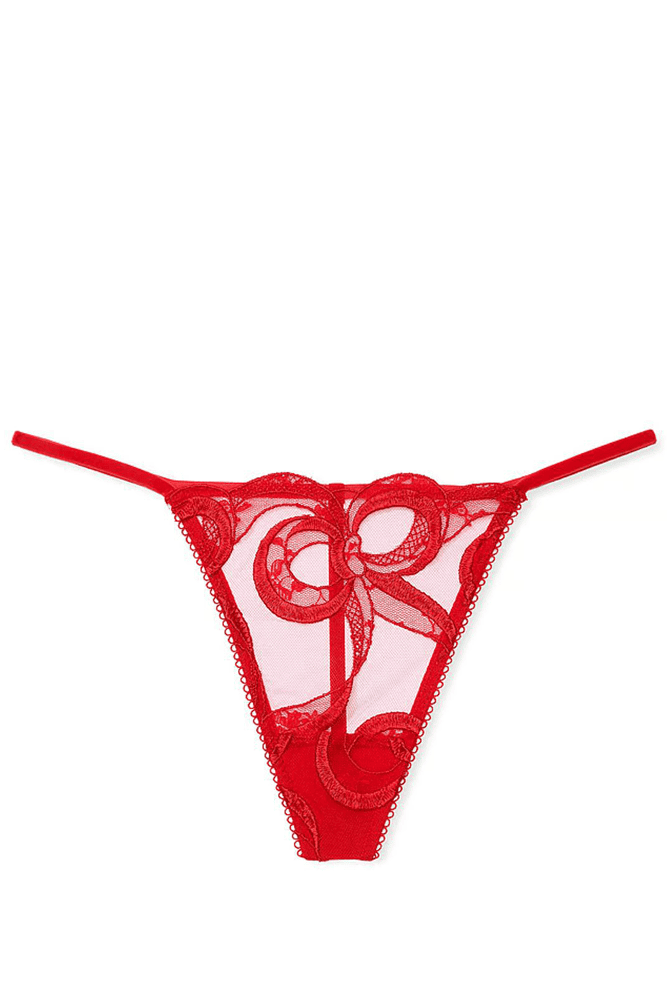 Трусики МЕРЕЖИВНІ ЛЮКС СТРІНГИ RED EMBR BOW Victoria`s