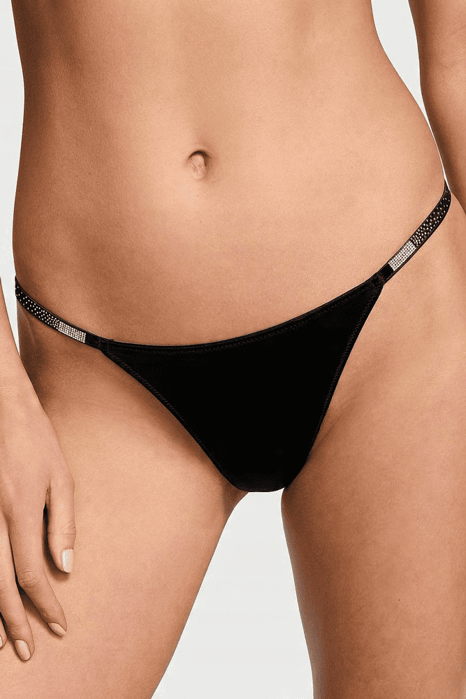 Трусики ЗІ СТРАЗАМИ V-THONG BLACK VS OMBRE Victoria`s Secret